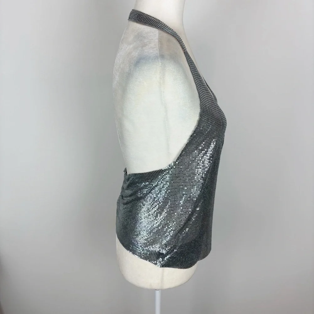 NBD Kimmy Halter Top in Silver Size S